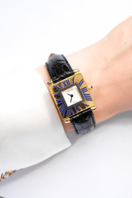 Cartier Tank Obus Quadrant lacquered "Paris" - c. 1980