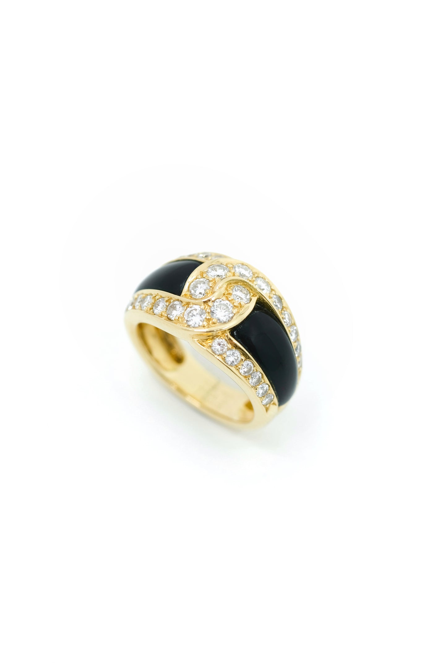 Van Cleef & Arpels Yellow gold, Onyx & Diamond ring - c. 1980