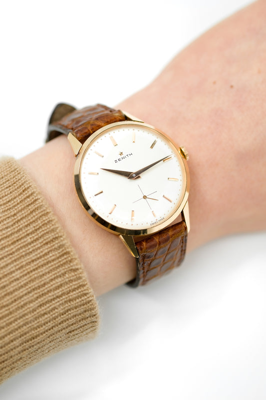 Zenith "French Case" pink gold mechanical - c. 1960