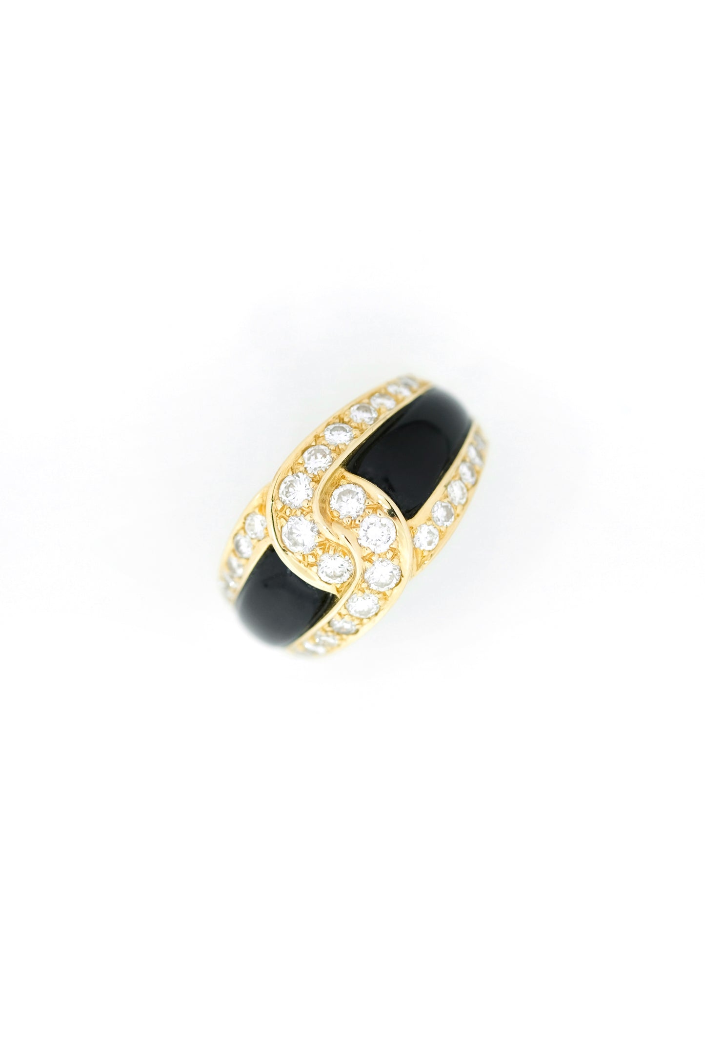 Van Cleef & Arpels Yellow gold, Onyx & Diamond ring - c. 1980