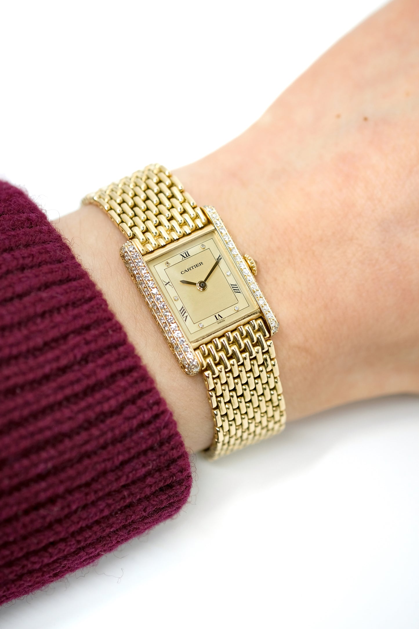 Cartier Tank Louis "grain de riz" diamonds mechanical