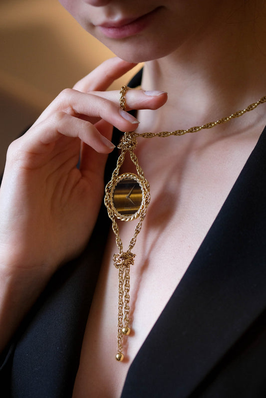 Piaget "Tiger Eye" pendant watch - 1970s