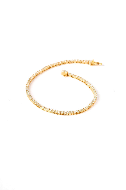 Bracelet "tennis" or jaune & diamants