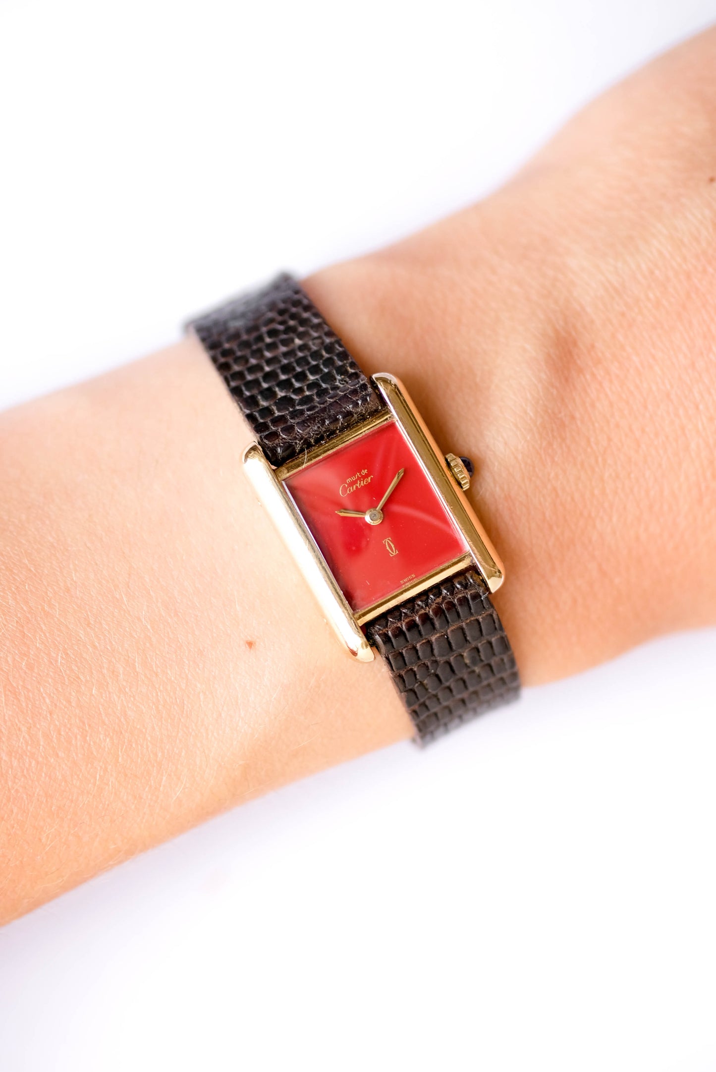 Cartier Tank Must rouge mécanique - Médium - v. 1970