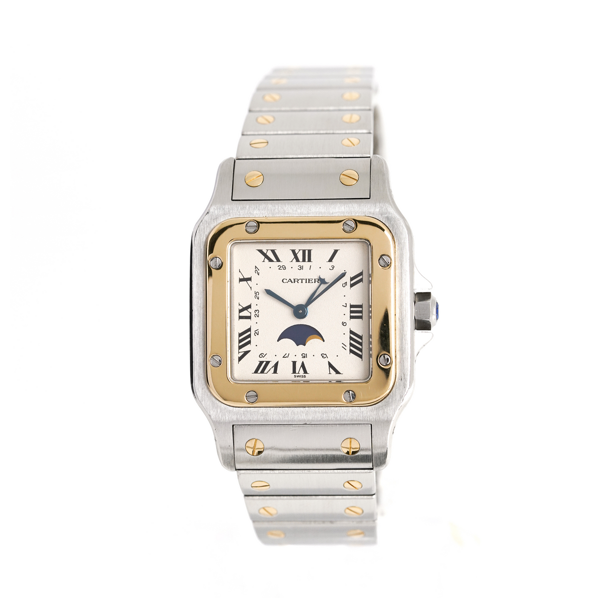 Cartier Santos Galbée Moonphase Large - Gold & Steel - c. 1990 (full set)