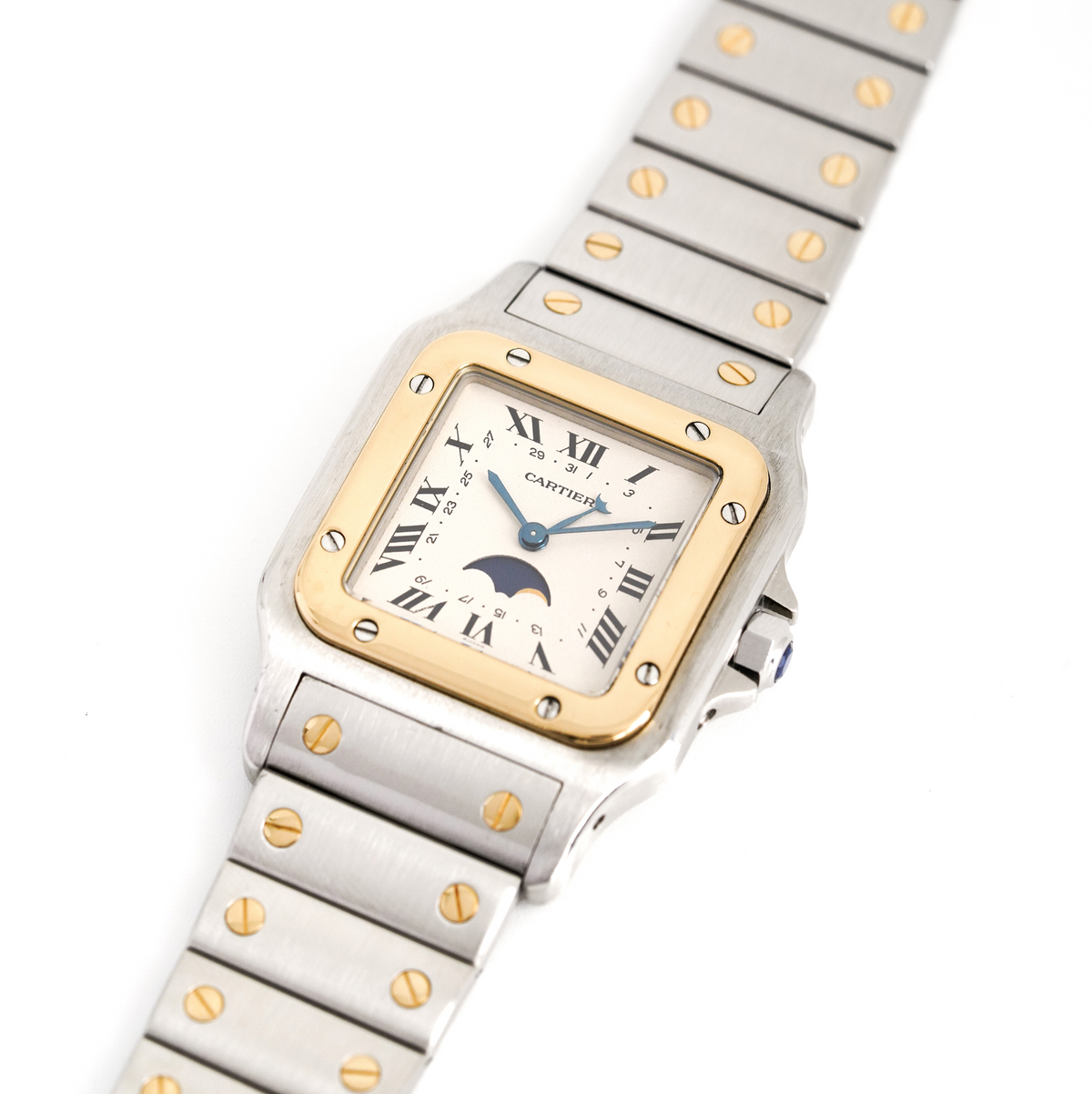 Cartier Santos Galbée Moonphase Large - Gold & Steel - c. 1990 (full set)