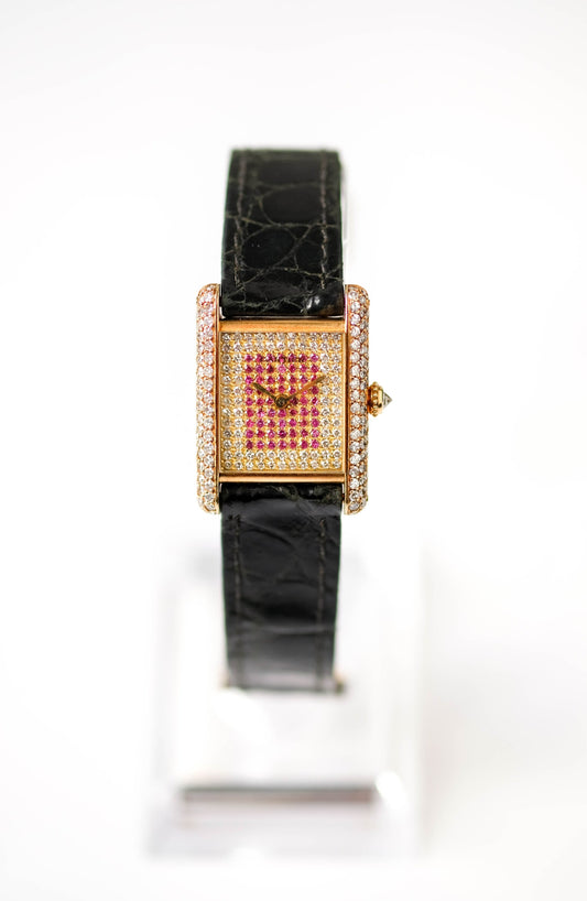 Cartier Tank Louis Cartier medium diamonds and rubies - 1970/80s